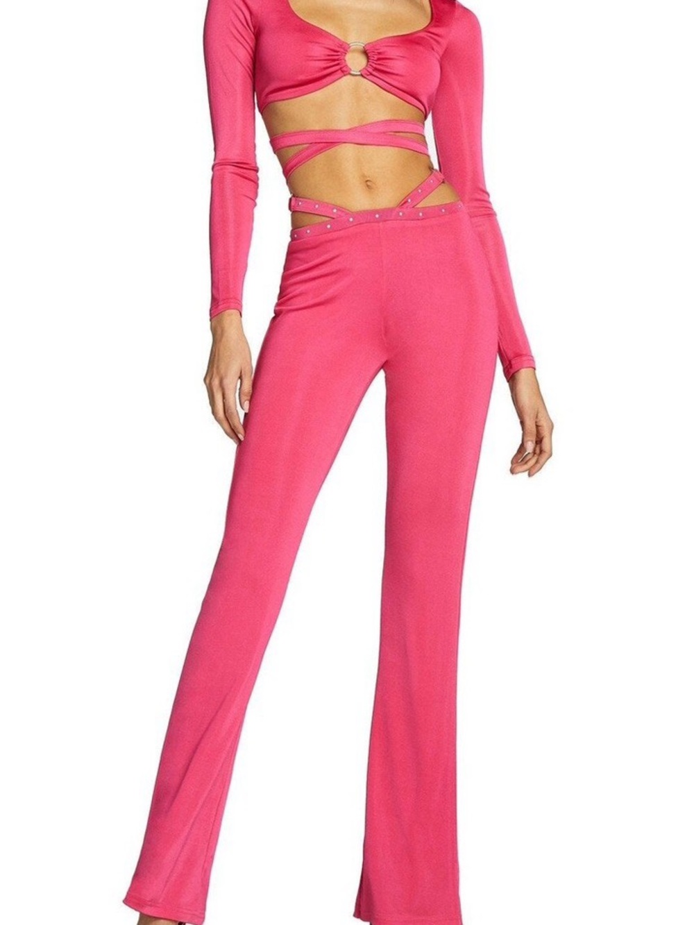 I.AM.GIA Hot Pink Two-Piece Cutout Pants Set